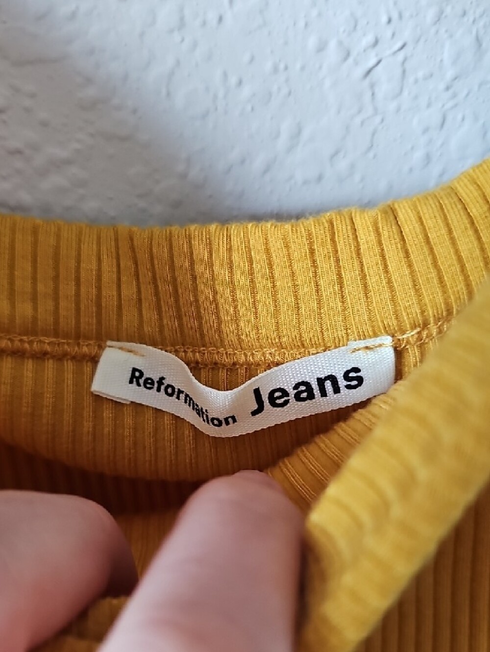 Reformation Ribbed Square-Neck Tank Top - Mustard - Picture 2 of 4